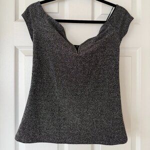 Black + Silver Sparkle Top, NWT